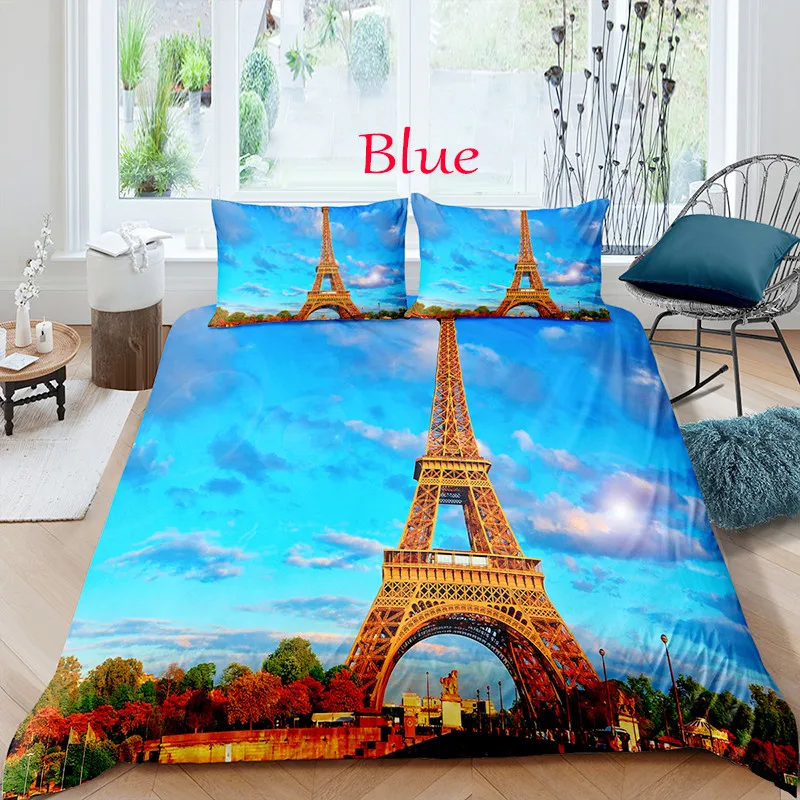 

3D Eiffel Tower Paris Bedding Set Vintage Queen Full Single Double Size Duvet Cover Pillowcase Scenery Fantasy Luxury Comforter