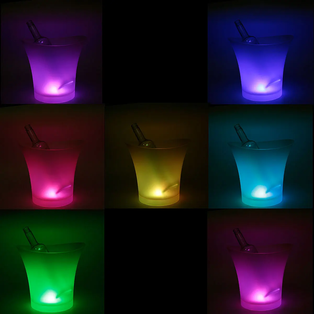 

7 Color LED New 5L Waterproof Plastic LED Ice Bucket Color Bars Nightclubs LED Light Up Champagne Beer Bucket Bars Night Party