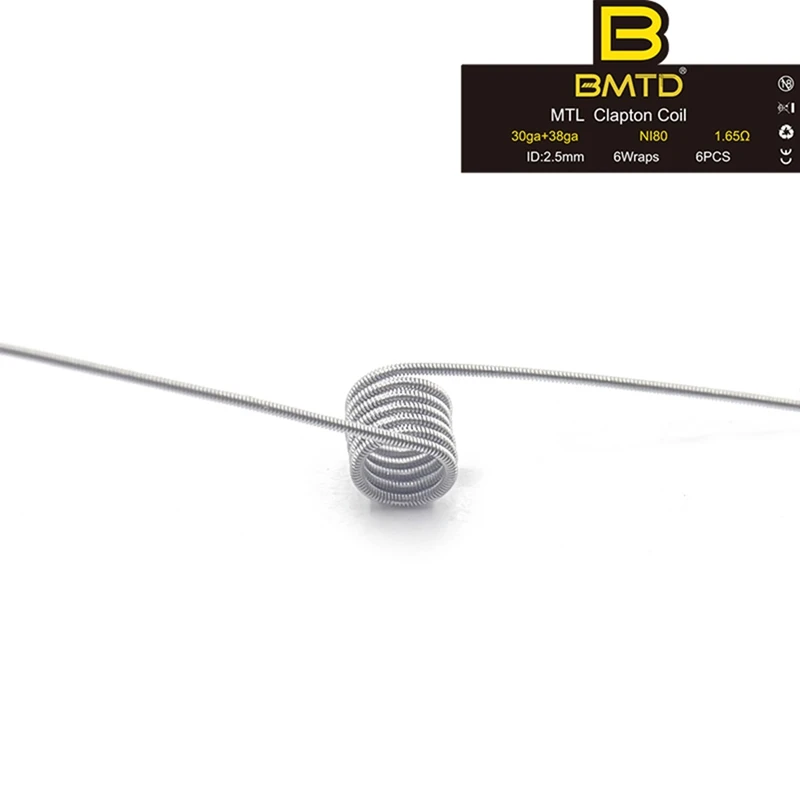 BMTD MTL Clapton намотка FUSED Clapton Ni80 Prebuilt катушки для DIY MTL Vaper RDA RTA танк-атомайзеры с высоким сопротивлением