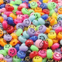 50pcs 10mm acrylic smiley round beads flat beads diy bracelet clothing childrens handmade grafts making materials accessories