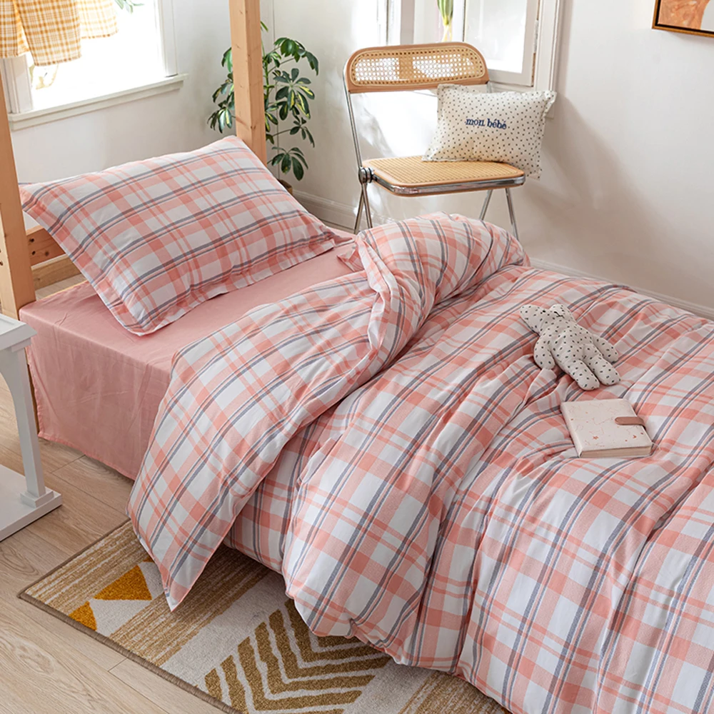 

3 Pieces Set Bedding Set Duvet Cover Pillowcase Skin Friendly Thicken In The Winter Solid Pure Cotton One Piece Bedding