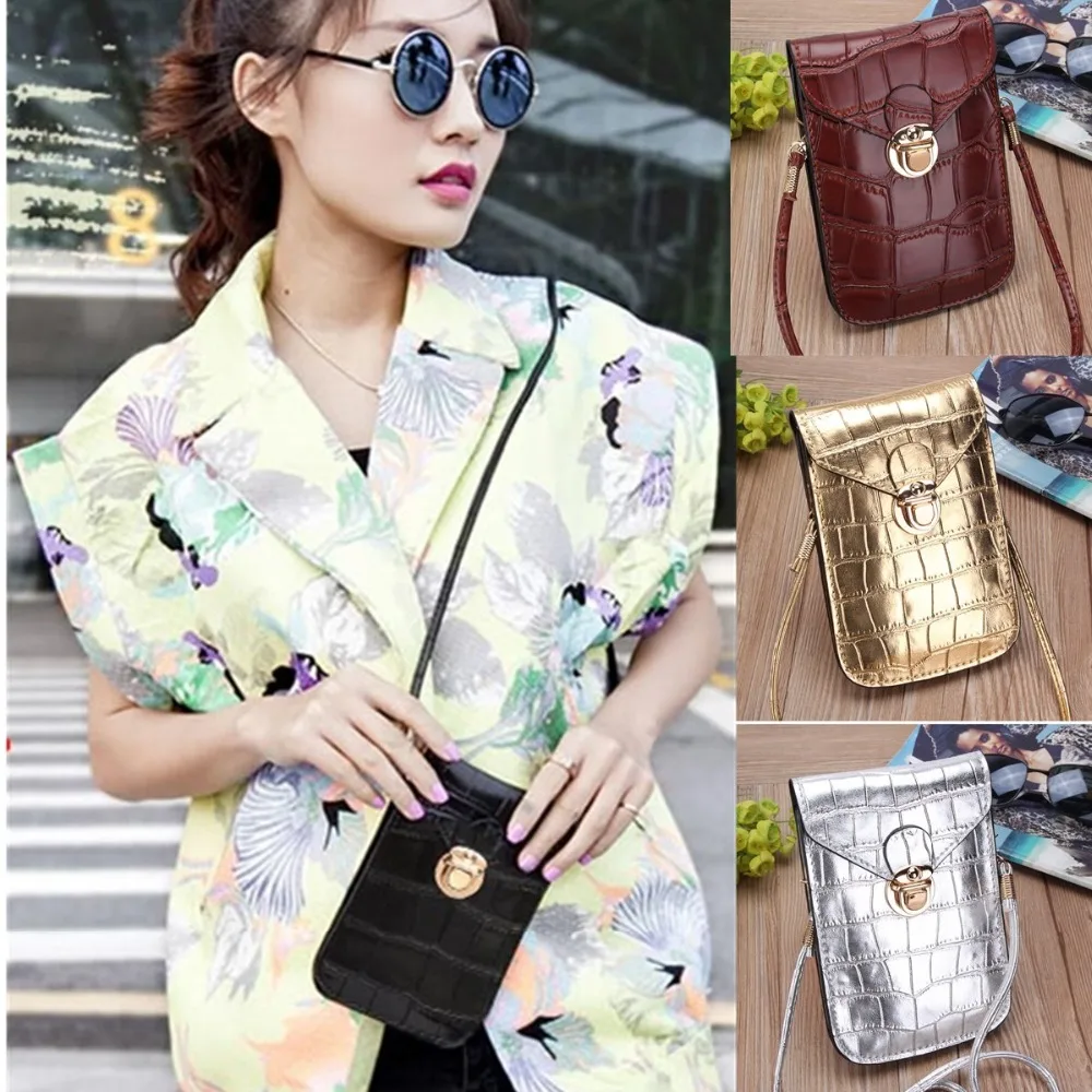 

Silver Mobile Phone Mini Bags Small Clutches Shoulder Bag Crocodile Leather Women Handbag Black Clutch Purse Handbag Flap