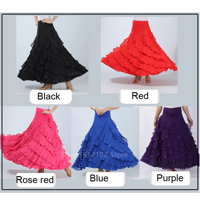 Испанская юбка для фламенко женщин современное кружевное однотонное длинное