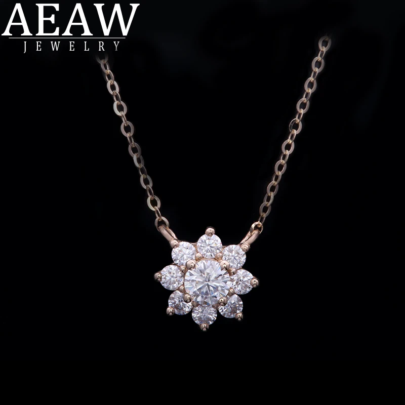 AEAW 4 мм VS1 DEF круглая огранка 14 к белое золото Муассанит кулон с 14 к золотая цепочка ожерелье для женщин в изящных ювелирных изделиях