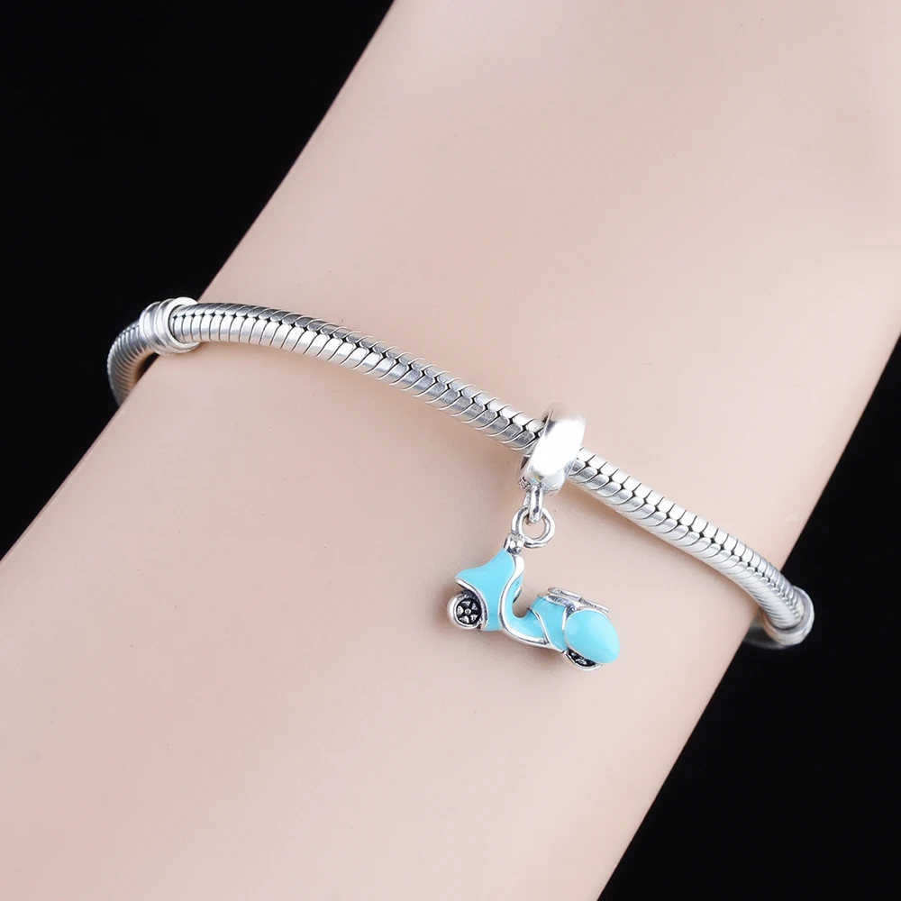 

Motorcycle Dangle Charm for Original Charm Bracelet Necklace Women Jewelry Making 2021 Fashion 925 Sterling Silver Enamel Beads