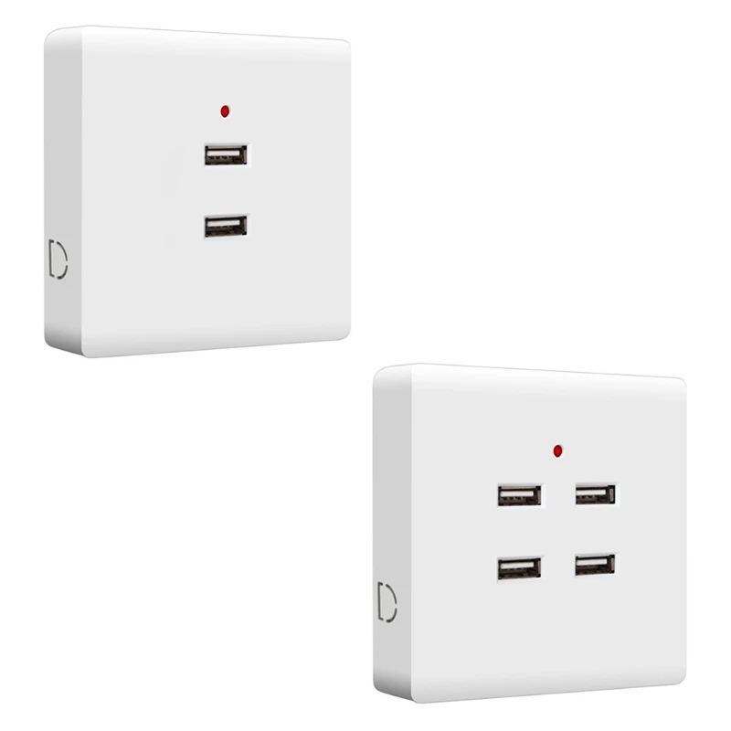 

2/4 Ports USB Electrical Socket Wall Mounting Charger Station Power Adapter Plug Outlet 110V-250V for Home Office Use