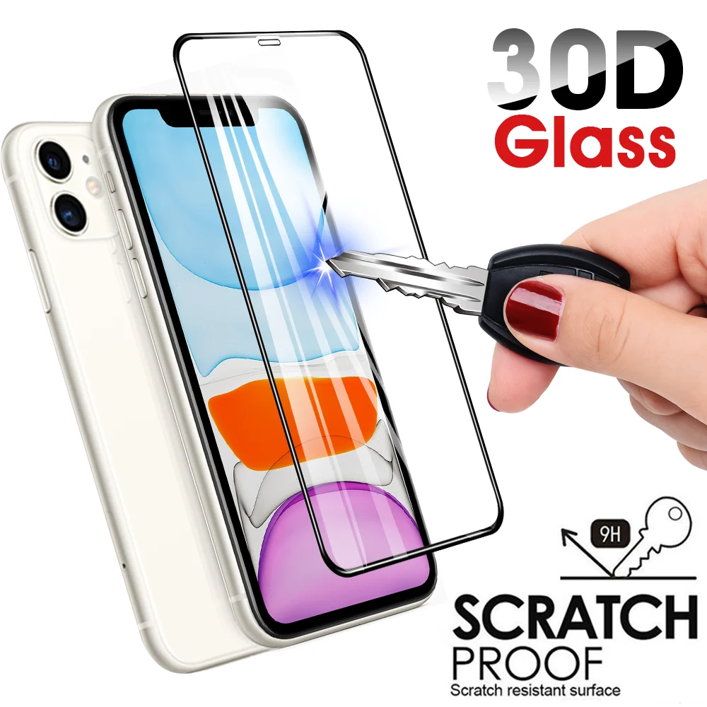 Защитное стекло 30D с полным покрытием экрана закаленное для iPhone 7 8 6S 6 Plus 11 Pro X XR XS Max