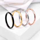 Розовое золото черного цвета для женщин; Вечерние Простые Модные логотипом отличный подарок для мужчин и минималистский Кольцо ювелирных изделий 2 мм нержавеющая сталь тонкое кольцо Размеры на 3-10 лет
