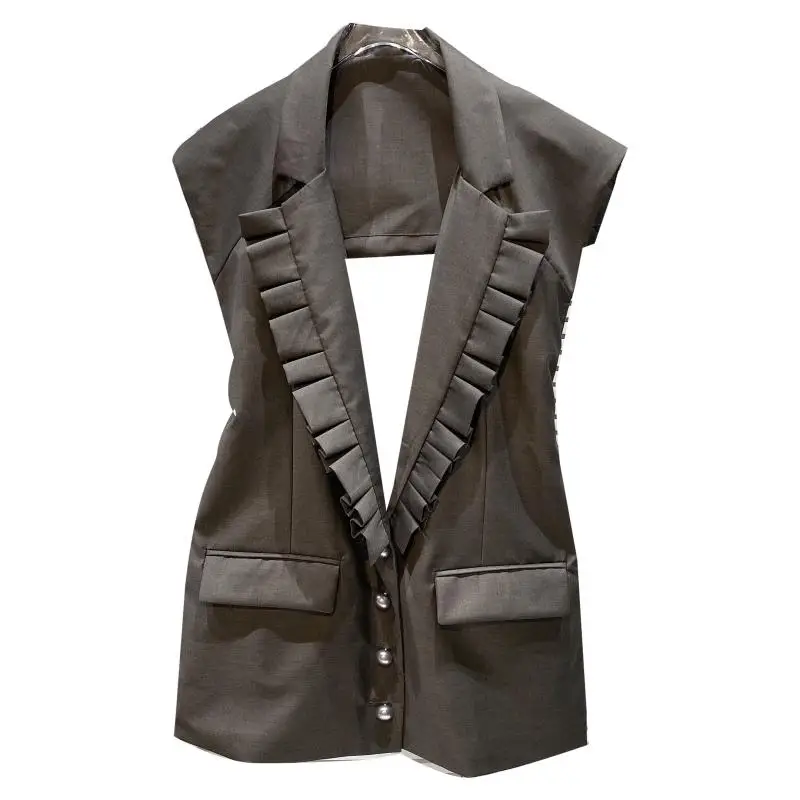 

Summer 2021 New Fashionable Pleated Back Hollow Business Suit Vest Suit Backless Coats