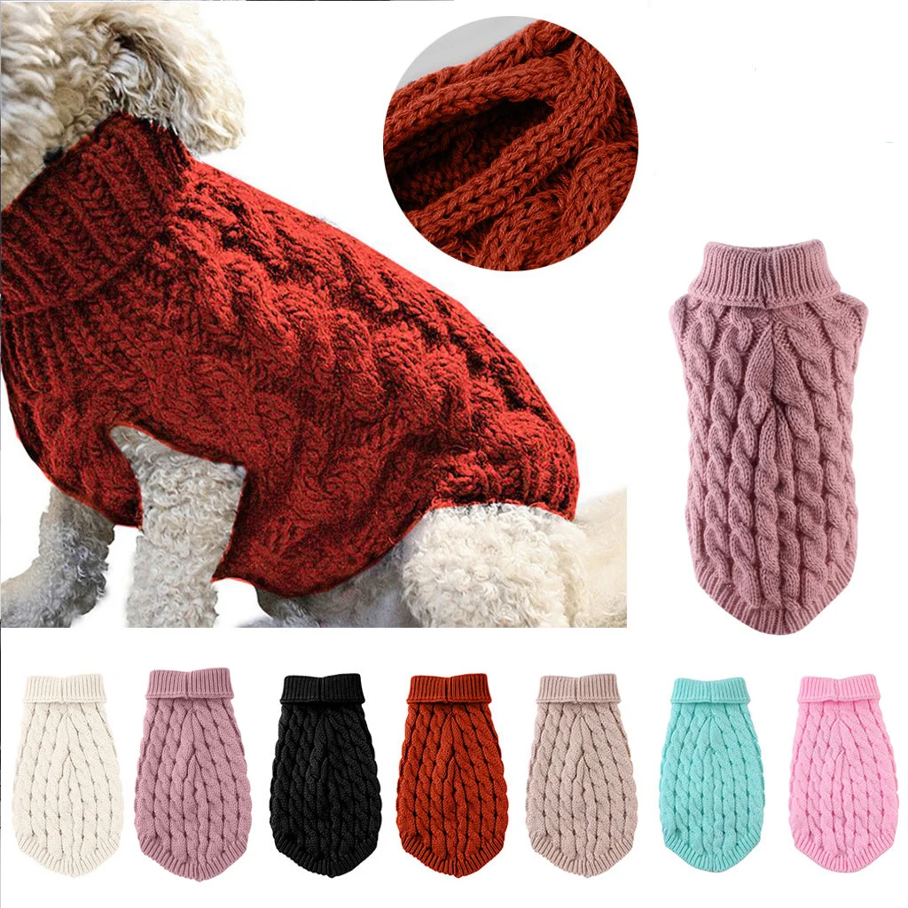 

Small Dog Sweaters Knitted Pet Cat Sweater Warm Dog Sweatshirt Dog Winter Clothes Kitten Puppy Sweater