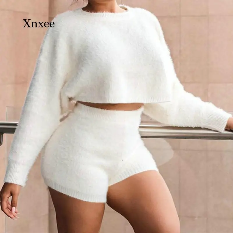 

Женский топ с круглым вырезом и длинным рукавом, однотонный короткий топ в стиле пэчворк из 2 предметов + Эластичные облегающие шорты с высок...