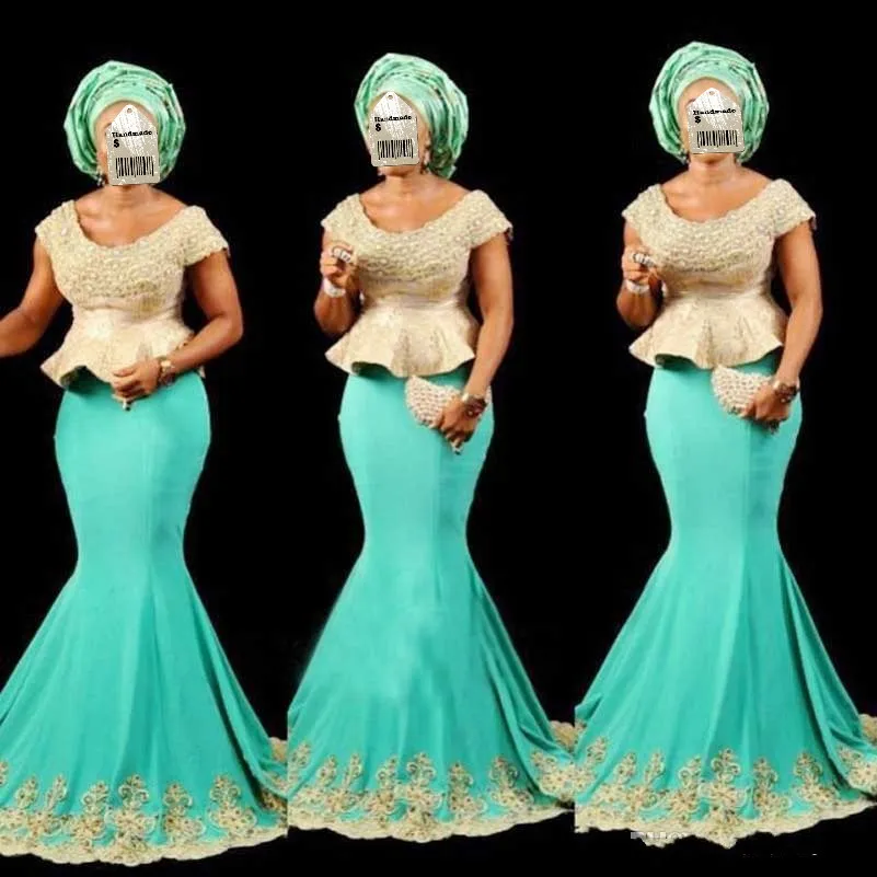 

vestido de festa longo Turquoise Evening Dresses Plus Size Mermaid Evening Dress Beaded robe de soiree Formal Gowns Ruffles