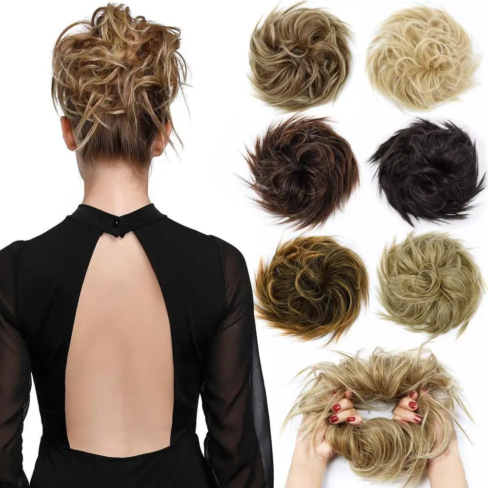 

Kong&Li Bun Chignon Hair Accessories postiche cheveux Afro Puff Soft Fried Head Elastic Hair Rope Synthetic Buns for Black Woman