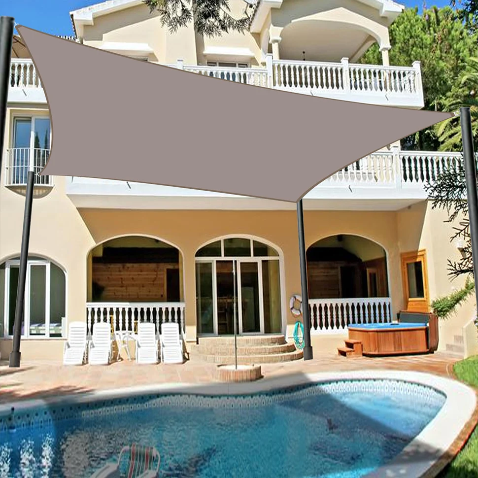 Verkauf 4x6m 4200D Wasserdichte Polyester Sonnensegel Garten Terrasse Baldachin Schwimmen Sonne Schatten Camping Hof Segel Markise Garten Sonnenschirm