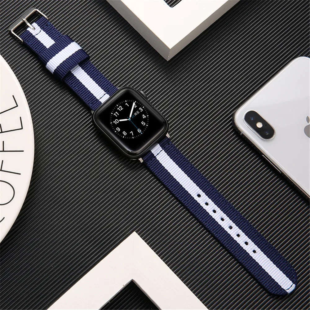 Ремешок для часов Apple Watch Нейлоновый с серебристой пряжкой 38 мм 40 42 44 | Наручные