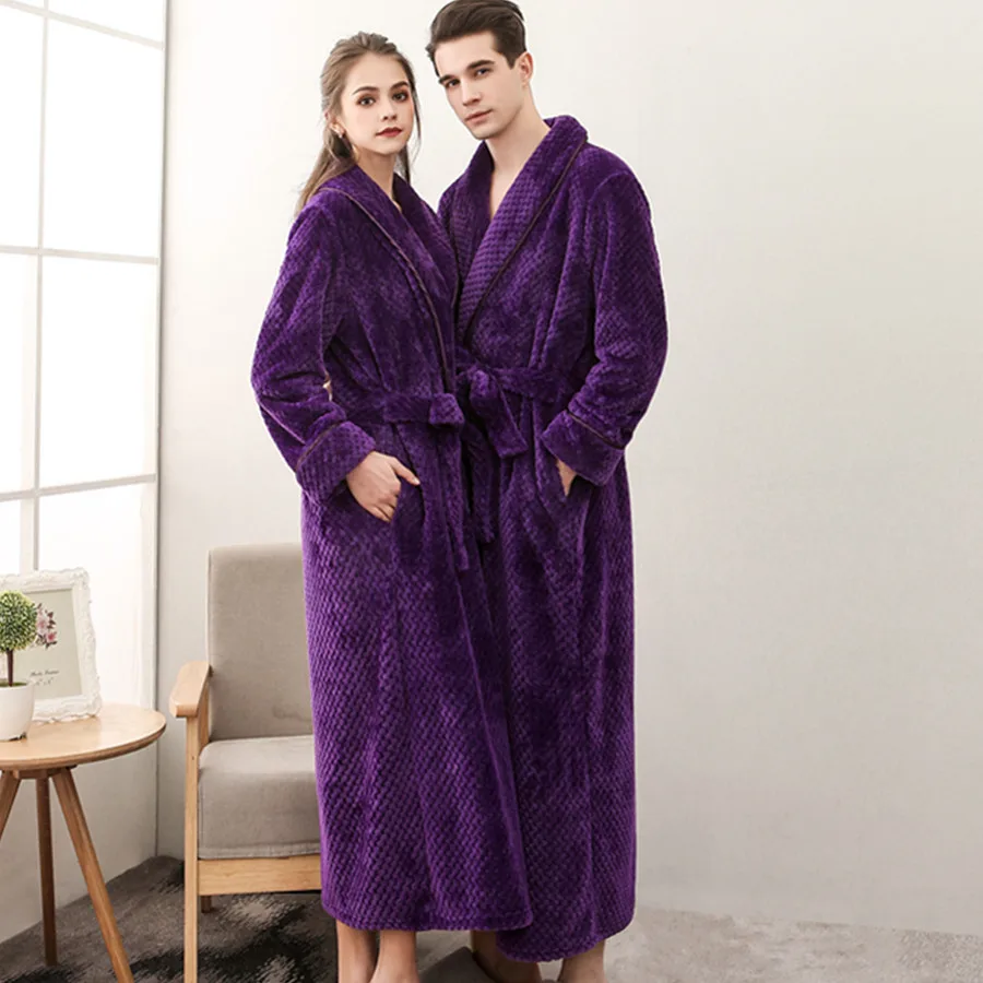 

Женская и Мужская Фланелевая утепленная длинная ночная рубашка Sense Pajamas пары Домашняя одежда банные халаты осень-зима