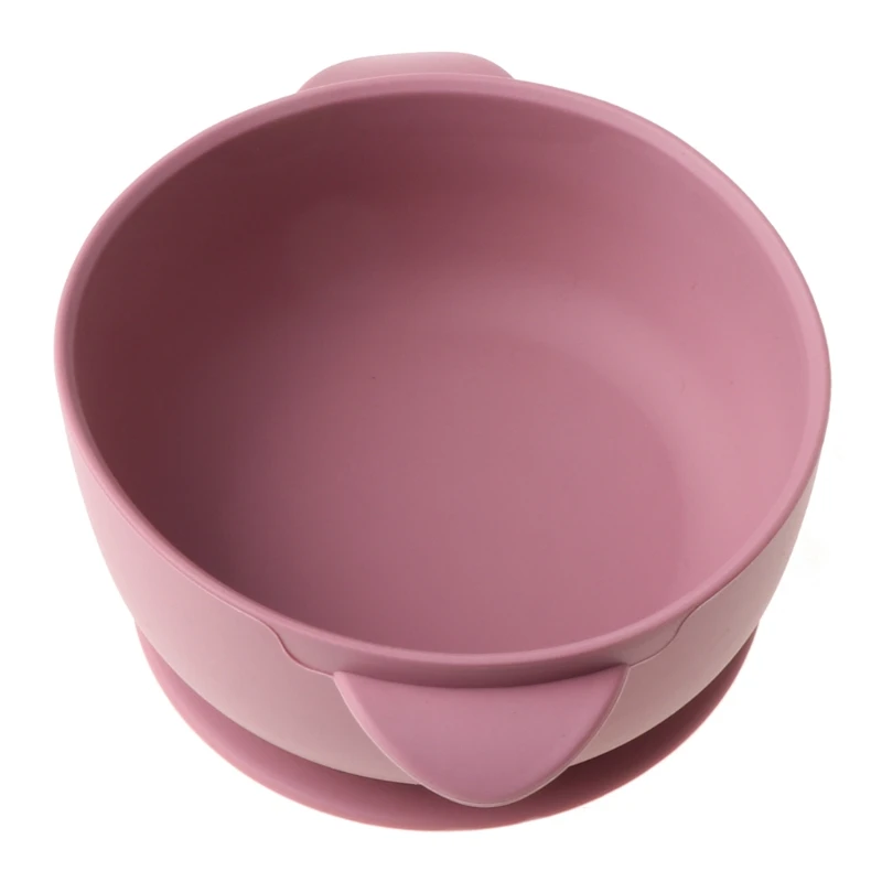 

Solid Colour Baby Silicone Plate Bowl Toddler Feeding Double Handle Bowl with Suction Cup Portable Infant Dishes Kids