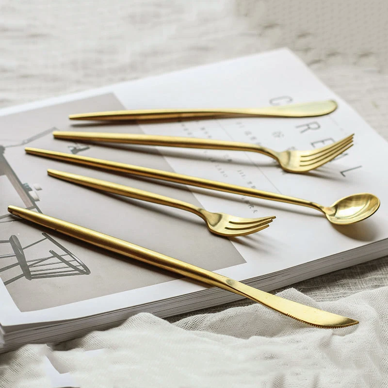 Золотой столовый набор из 18/10 нержавеющей стали столовых приборов палочки для