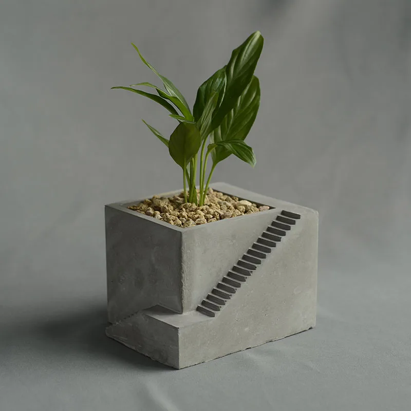 

Square Cement Clay Flowerpot Succulent Plants Pot Silicone Mold Stairs Concrete Planter Plaster Home Decor Molds
