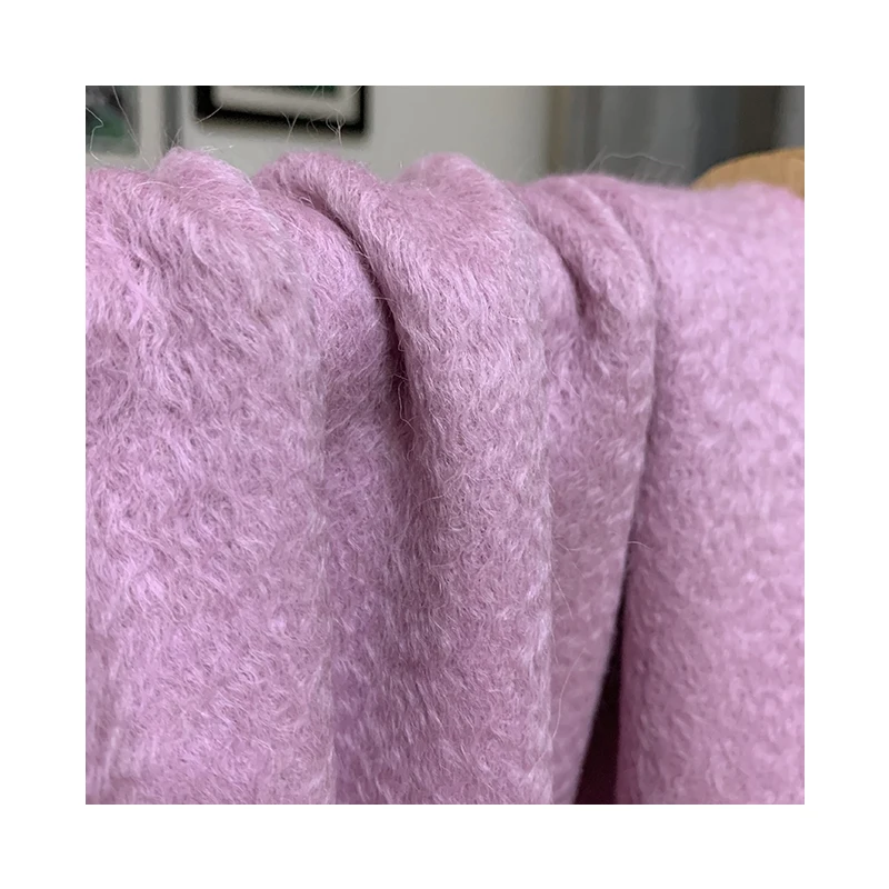 

White waxberry 155cm 750g/m Purple pink single-sided water ripple mohair fabrics clothes Garment sewing materials Free shipping