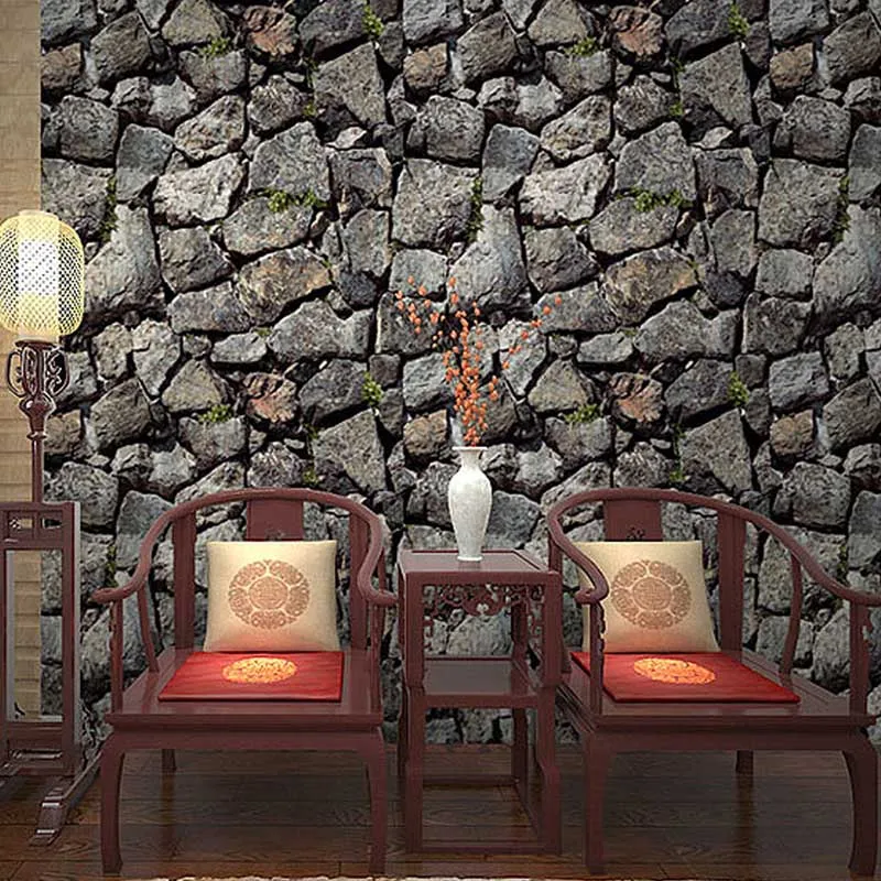 3d обои ретро трехмерный каменный узор ПВХ Парикмахерская ресторан отель