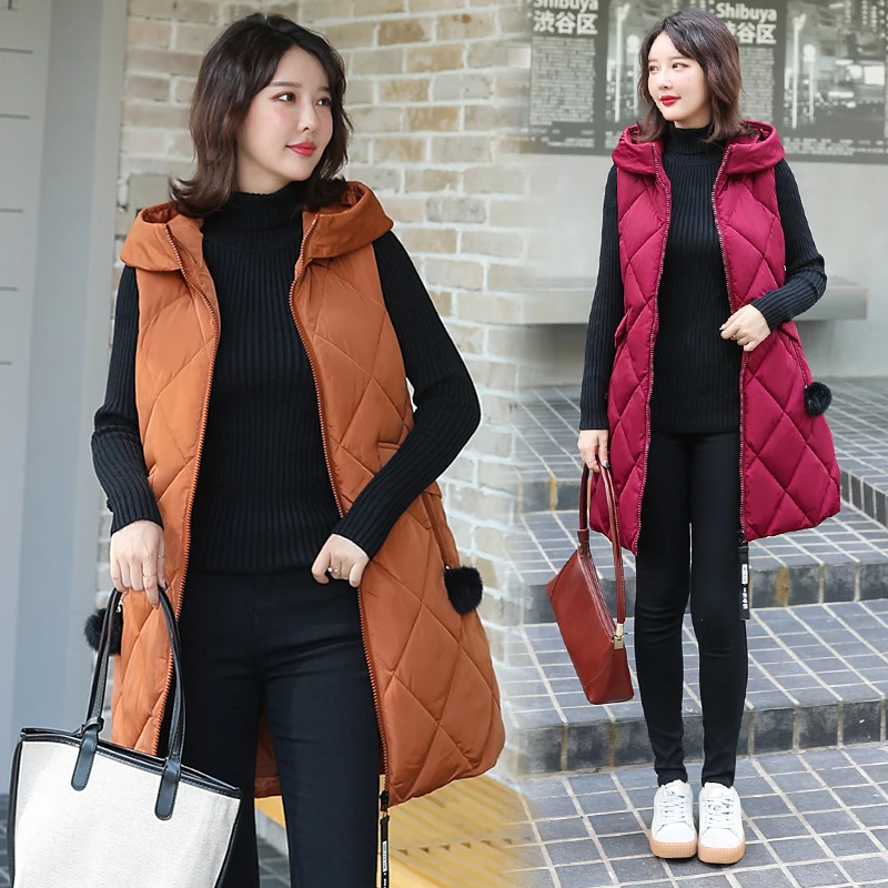 Новинка осенне-зимний жилет женский 2021 Женская куртка без рукавов с капюшоном