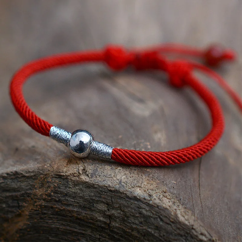 Браслет из стерлингового серебра 925 пробы с бусинами и браслеты на удачу красная