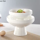 Керамический поднос для фруктов тарелка для закусок, бытовая круглая посуда, десертная тарелка, кухня, гостиная, высокий поднос, украшения, предметы для дома