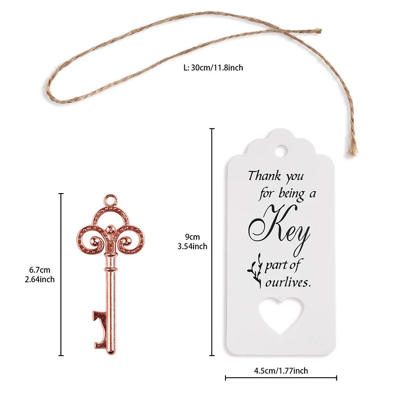 

20PCS Key Bottle Openers Wedding Gifts for Guests Vintage Skeleton Key Bottle Opener Tag Card Wedding Party Favors Decoration