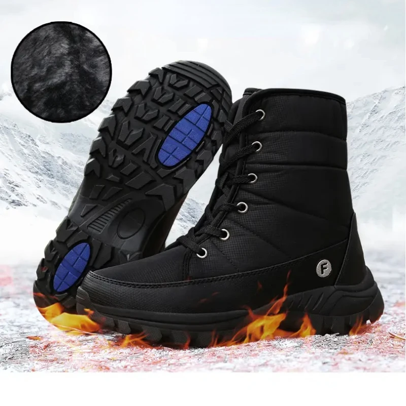 

Men Women Outdoor Winter Hiking Shoes Unisex Plush Warm Non Slip Climbing Sneakers High Top Waterproof Terkking Snow Boots