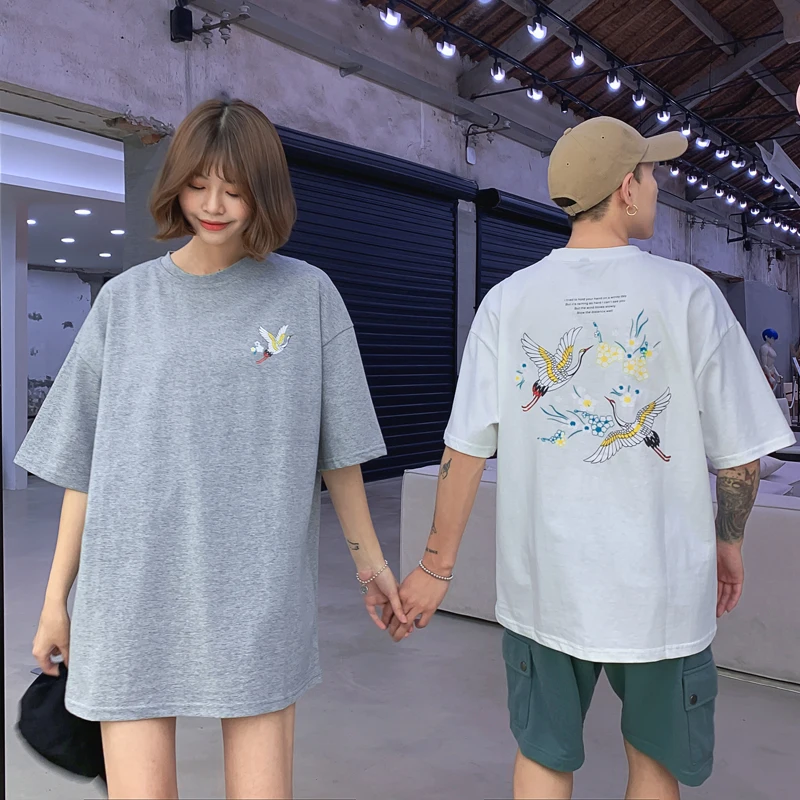 Футболка с круглым вырезом для мужчин и женщин модная Свободная рубашка из 100%