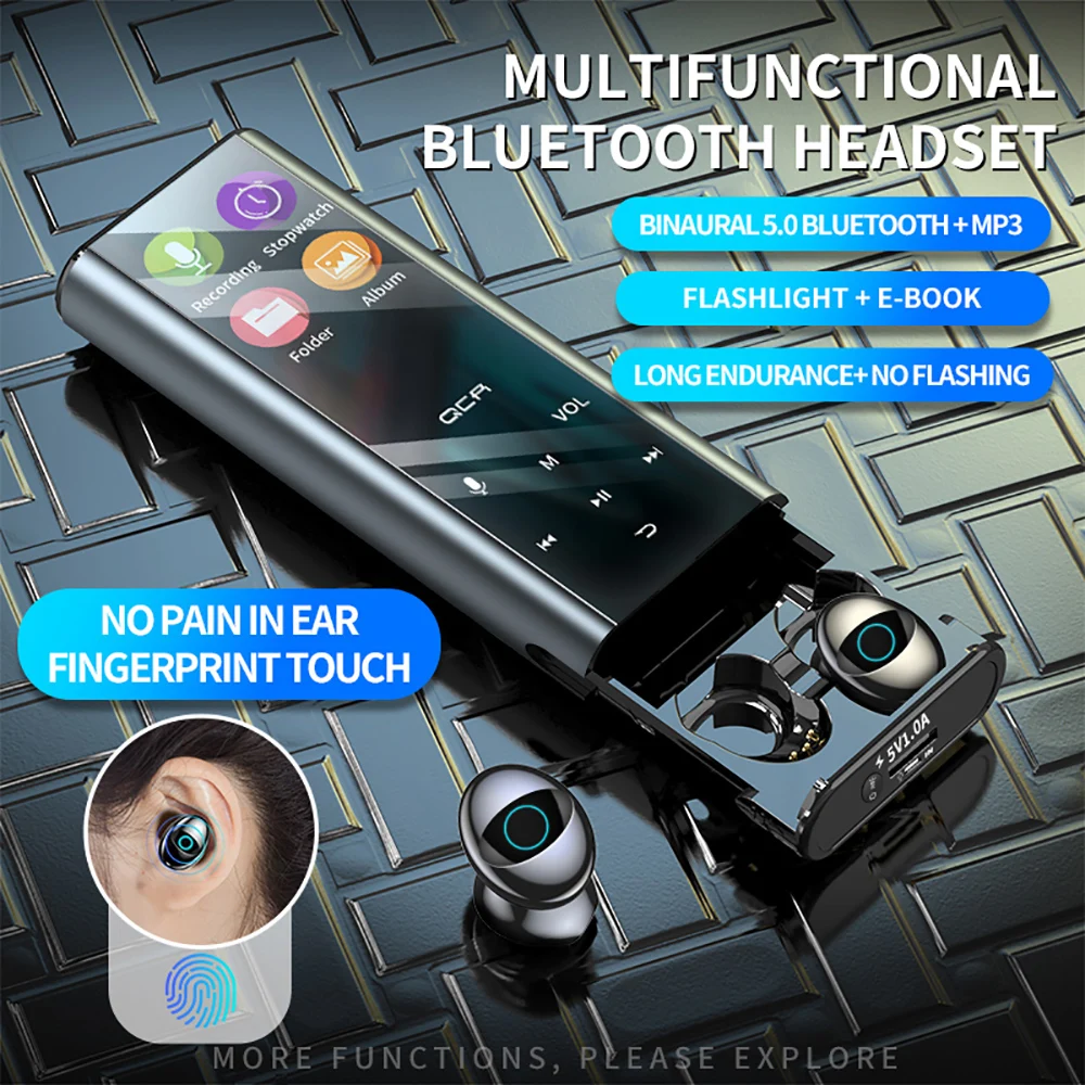 Q1 Многофункциональные Беспроводные Bluetooth MP3 плеер наушники вкладыши IPX7 Waterpoor 9D TWS