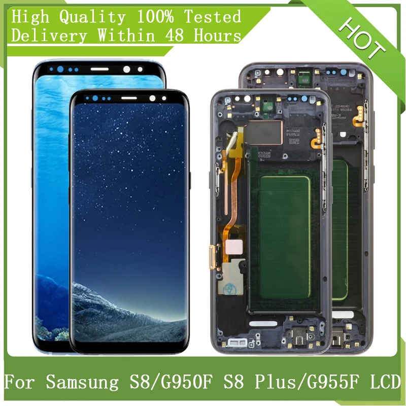 Для SAMSUNG GALAXY S8 G950 G950F S8Plus G955 G955F с рамкой супер AMOLED экран ЖК-дисплей