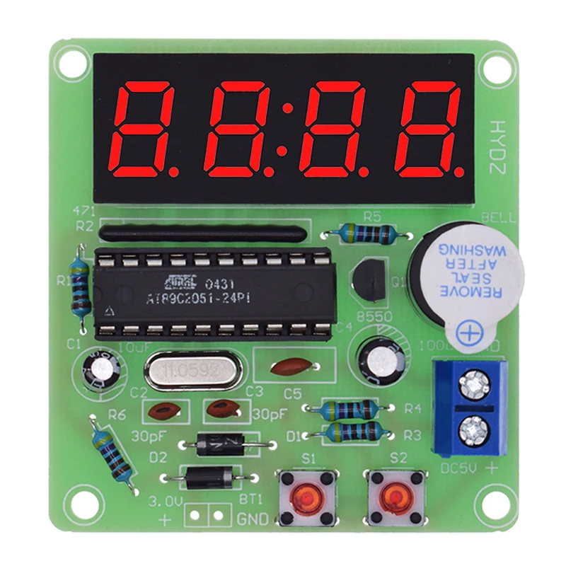 Цифровые 4-битные электронные часы AT89C2051 набор для самостоятельной сборки |