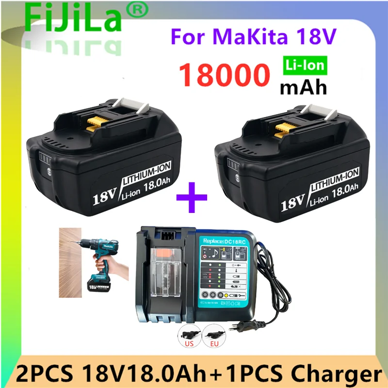 

Комплект из 2 предметов, 18V 12.0Ah Перезаряжаемые Батарея 12000 мА/ч, литий-ионный аккумулятор Батарея Мощность инструмент Батарея для MAKITA BL1880 BL1860 ...