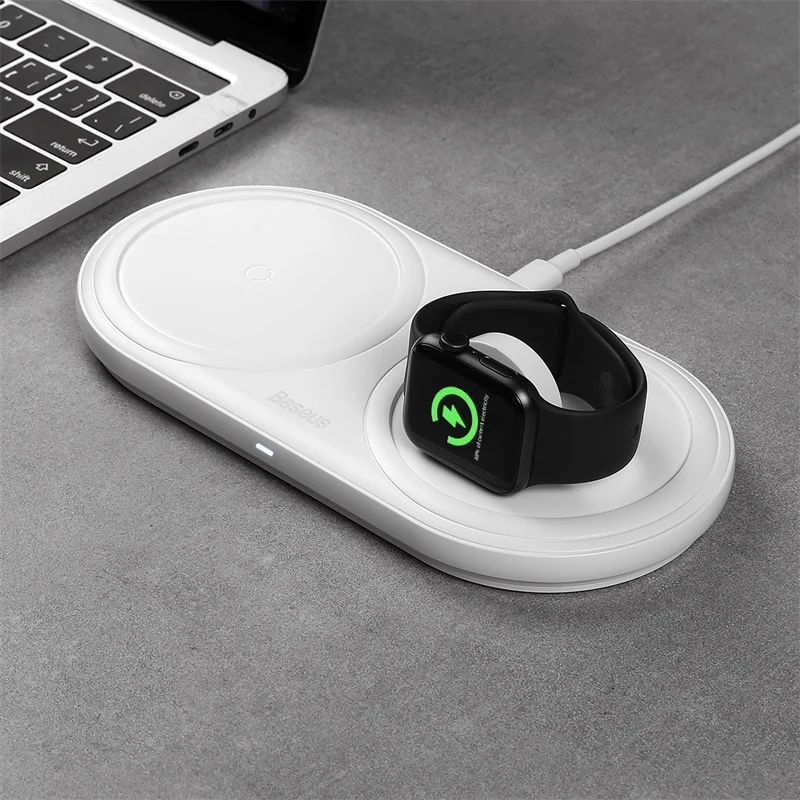 

Baseus 2 in 1 Fast Wireless Charger Pad Multi-angle Charging For Apple Watch 5 4 3 10W Fast Charging For iPhone 11 Airpods Pro