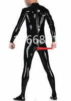 handmade latex catsuit men latex unitard with socks and anal condom party wear jumpsuit with ass condom