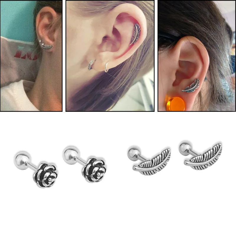 1PC Stainless Steel 16G Flower Feather Ear Cartilage Earring Helix Piercing Jewelry Plugs and Tunnels Earrings
1PC Stainless Steel 16G Flower Feather Ear Cartilage Earring Helix Piercing Jewelry Plugs and Tunnels Earrings