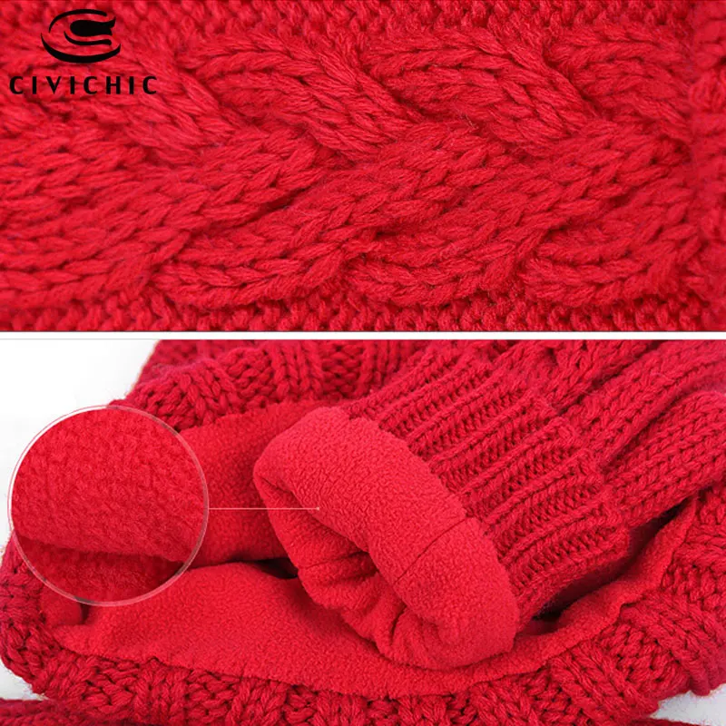 Шикарный женский вязаный шарф шапка перчатки флисовый Бархатный комплект из 3