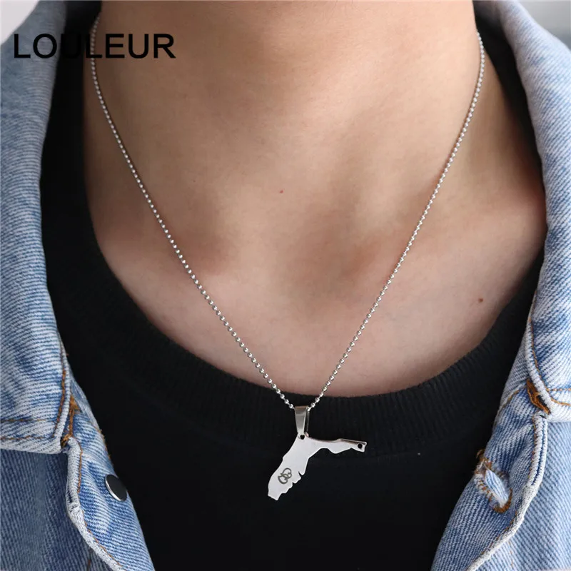 Мужское ожерелье из нержавеющей стали модное индивидуальное США карта бирка