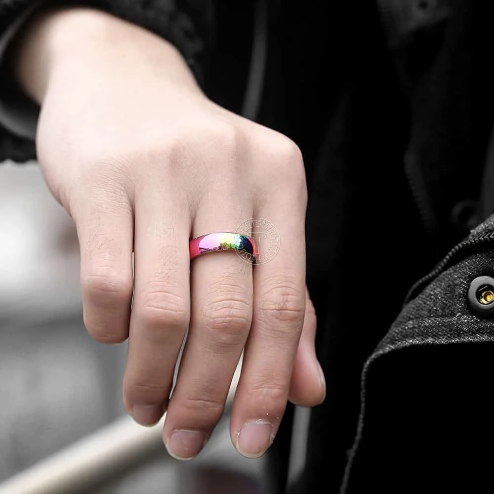 Обручальное кольцо для мужчин и женщин полированное из нержавеющей стали