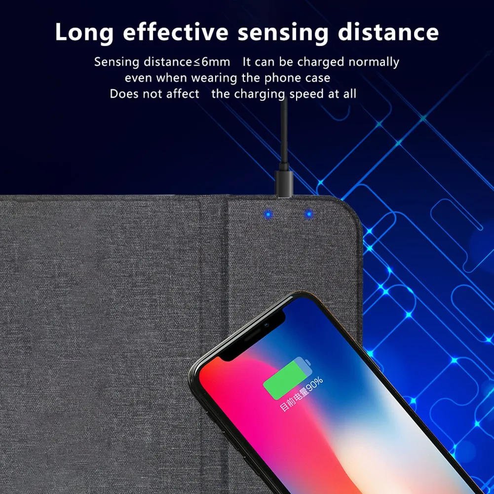 

Wireless Charging Computer Mousepad No-slip Mouse Pad PU Wireless Charger Mouse Pad Mat For IPhone For Samsung Android