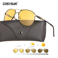 cosysun brand pilot sunglasses men polarized driving photochromic glasses women smart discoloration day night vision lenses