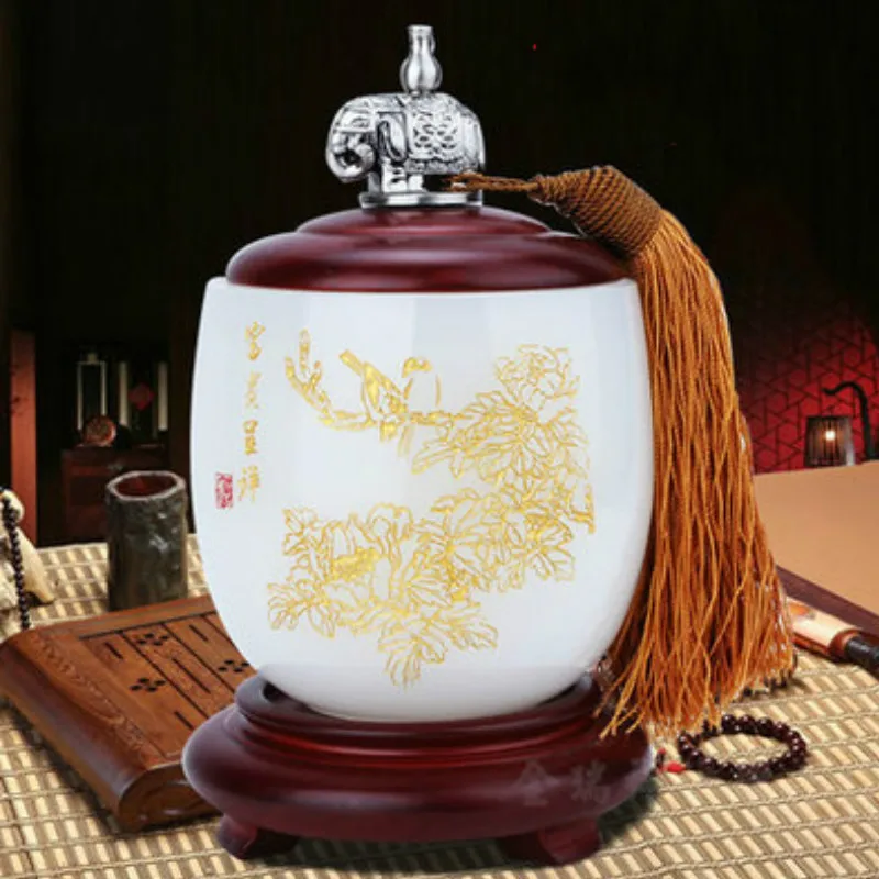 Новый китайский стиль цветной глазурь чай Caddy портативный зеленый герметичные