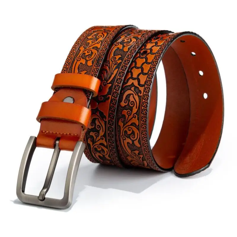 Новый стиль мужской игольчатый ремень с пряжкой из натуральной кожи Модный