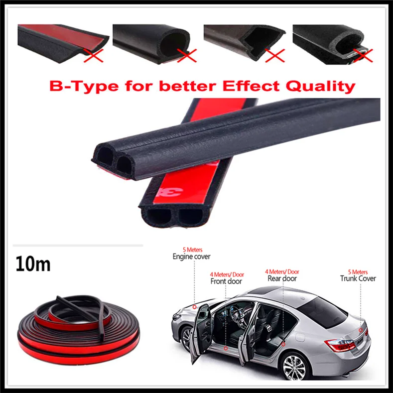 Автомобильная уплотнительная лента для двери 10 м резиновые уплотнительные ленты