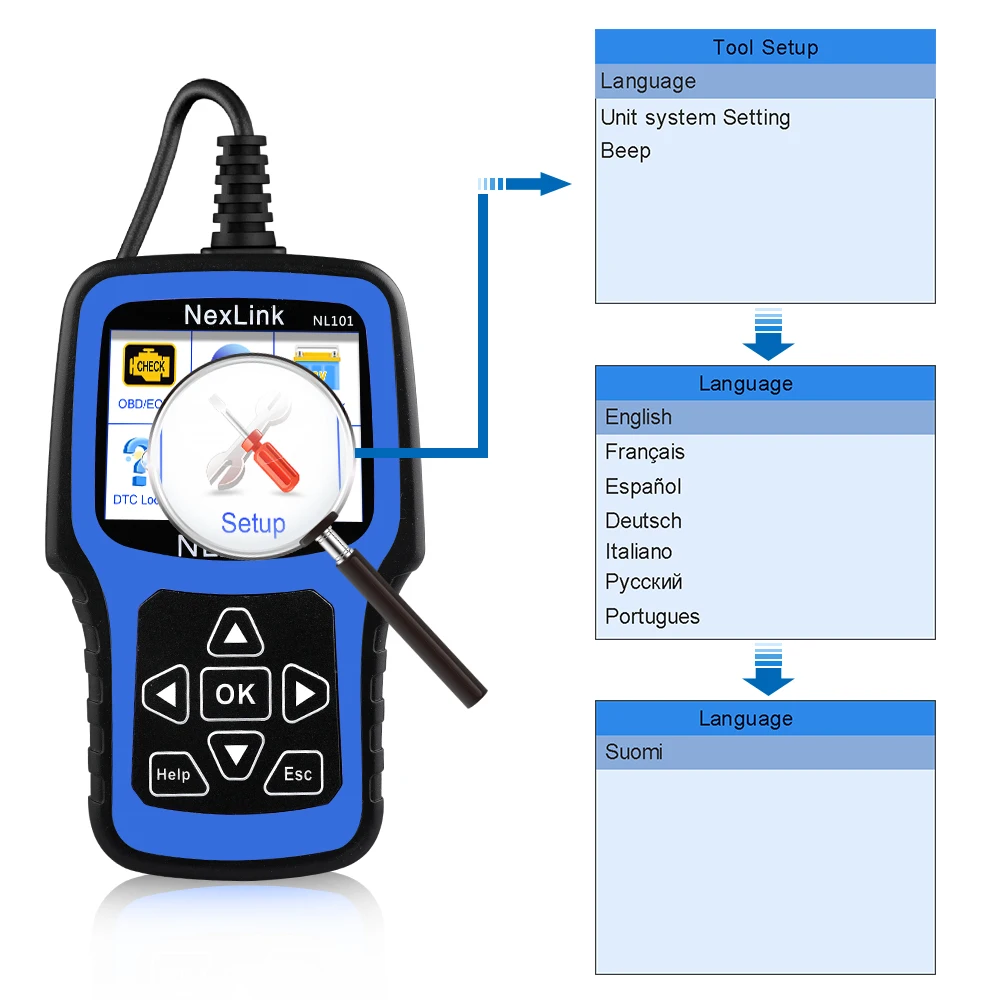 NEXAS NL101 OBD2 сканер автомобильный считыватель кода двигателя тестер батареи