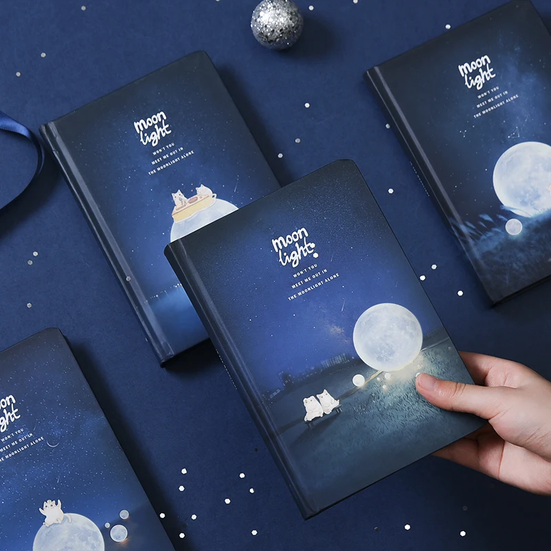 "Moonlight" Hard Cover Black Papers Sketchbook Notebook Journal Diary Blank Notepad Stationery Gift