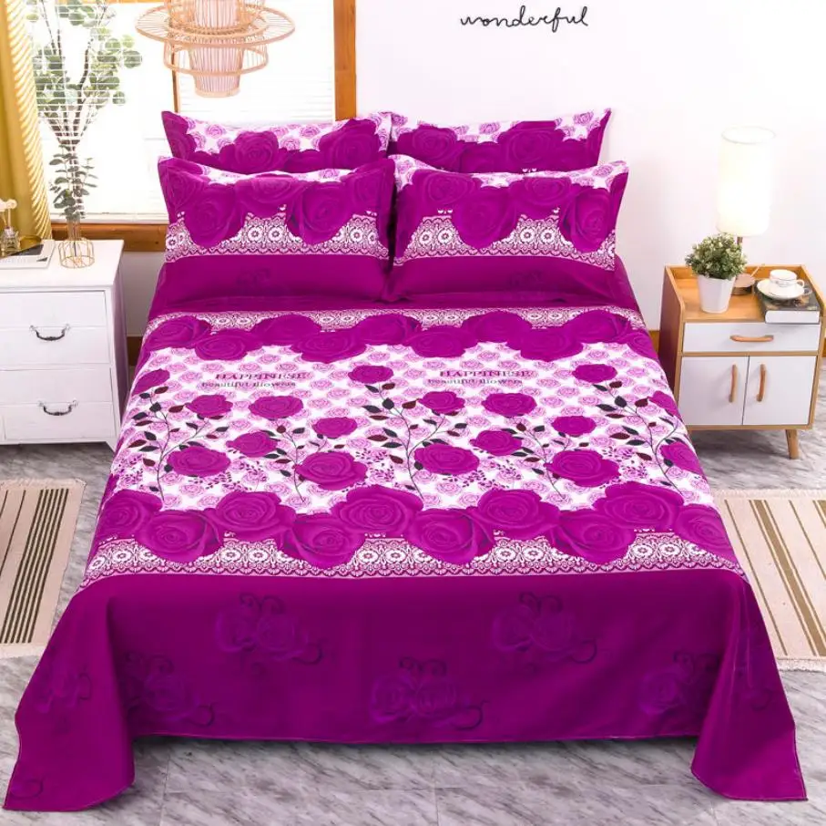 Простыня влюбленных розовая двойной/Queen/King Размеры постельное белье плоский лист