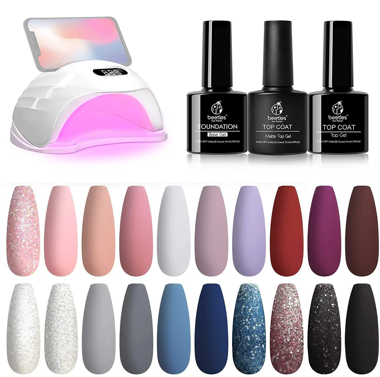 

Beetles 20 Pcs Gel Nail Polish Kit with UV LED Nail Lamp